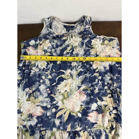 Polo Ralph Lauren Floral Sleeveless Dress Womens XL Blue Tiered Casual Summer - Picture 6 of 8